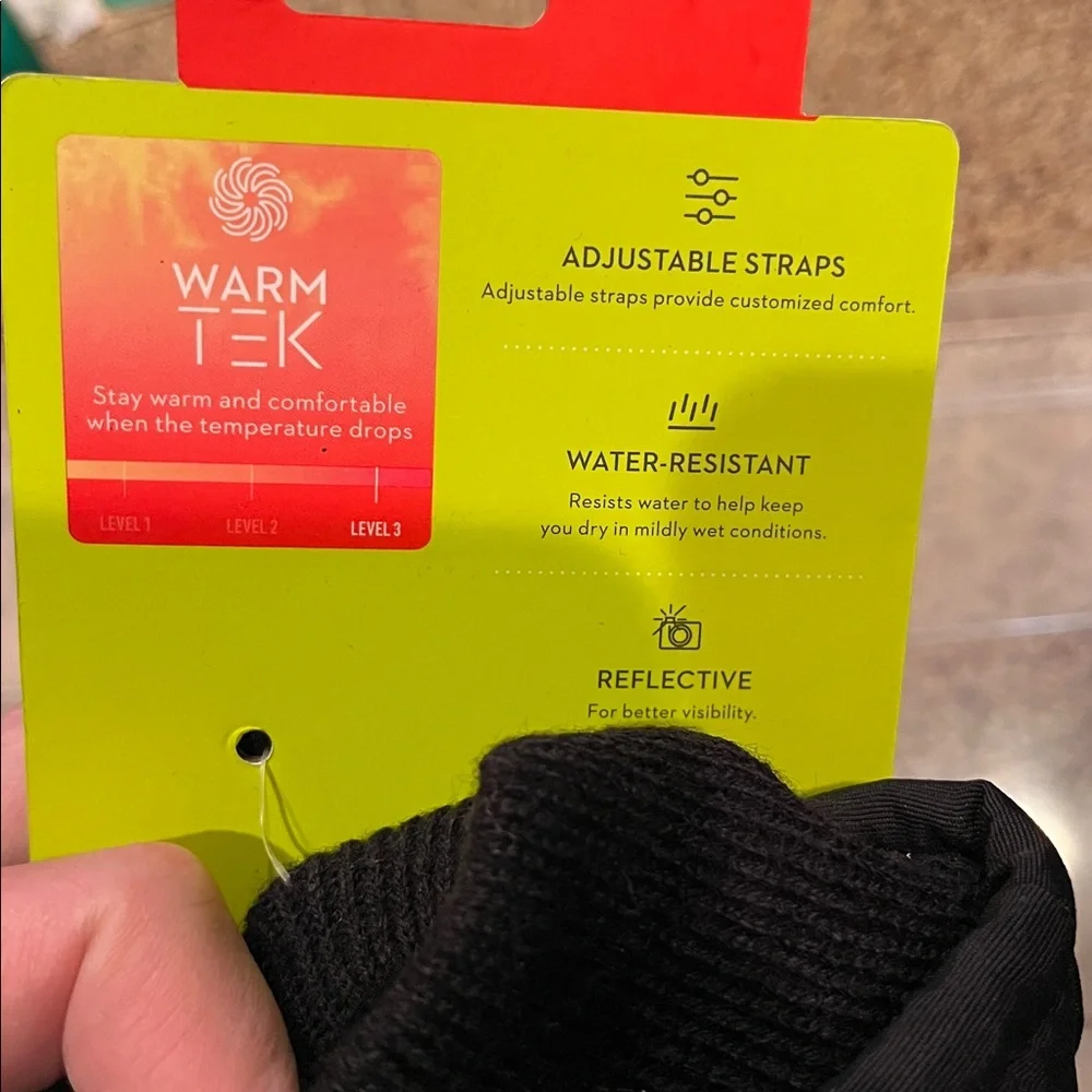 New TekGear WarmTek Thinsulate insulated M-L 8-20 reflective black ski gloves